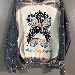 Woman’s Gildan Black and White Splatter Sweatshirt with Cocomamma SZ-MEDIUM